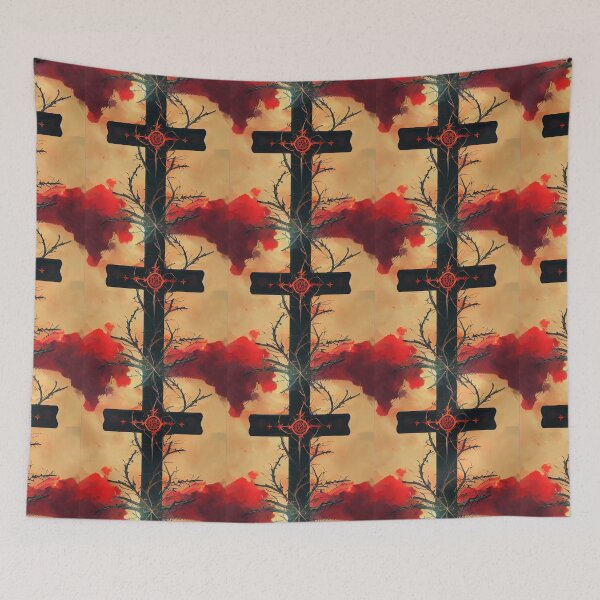 Item preview, Abstract Cross and Crown of Thorns Pattern with Red and Tan designed and sold by StephanieWard.