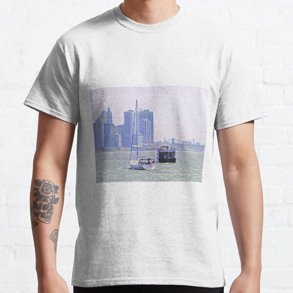 Boats Buildings and the Brooklyn Bridge Manhattan Classic T-Shirt
