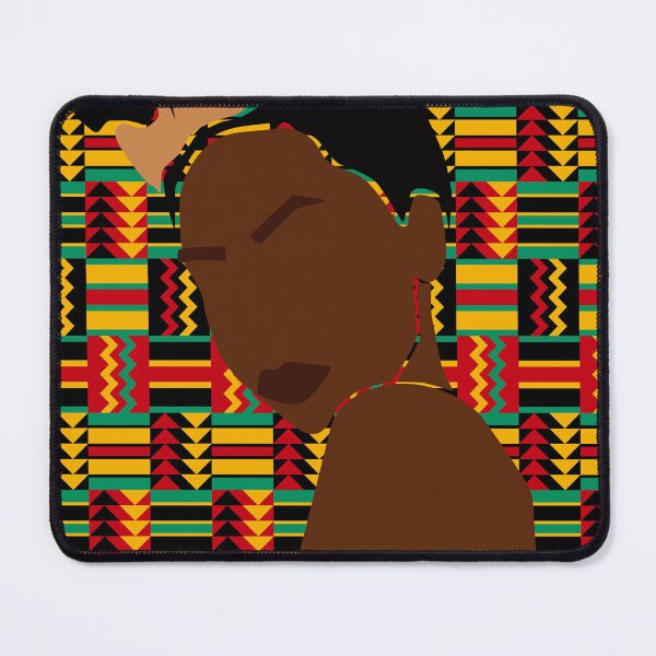 Item preview, Black Woman Updo Colorful Kente Background designed and sold by lesovybze.