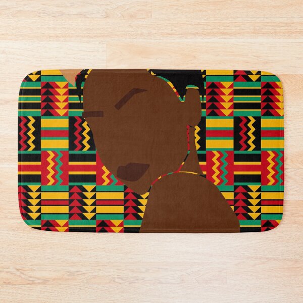 Item preview, Black Woman Updo Colorful Kente Background designed and sold by lesovybze.