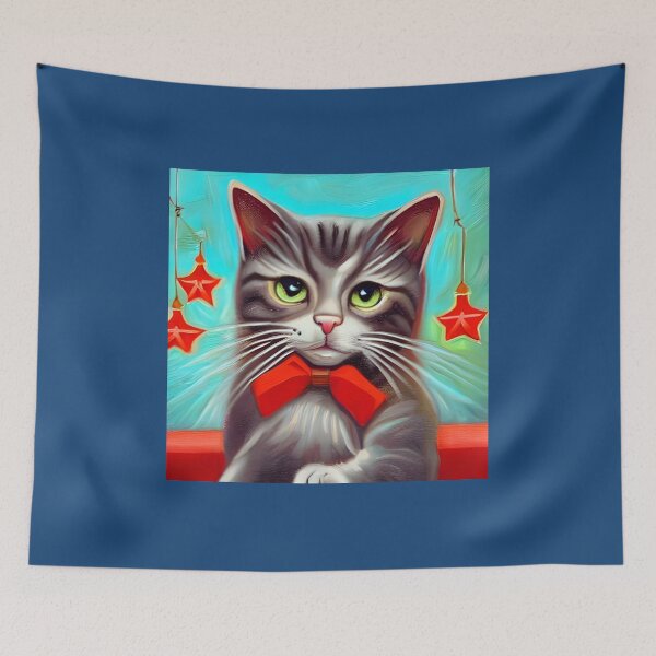 Item preview, Cat With Christmas Stars designed and sold by NitaBond.