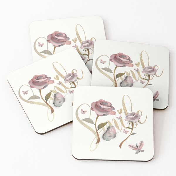 Item preview, Shabby chic vintage floral SMILE wild rose and butterflies. Caroline Laursen original designed and sold by Caroline Laursen.