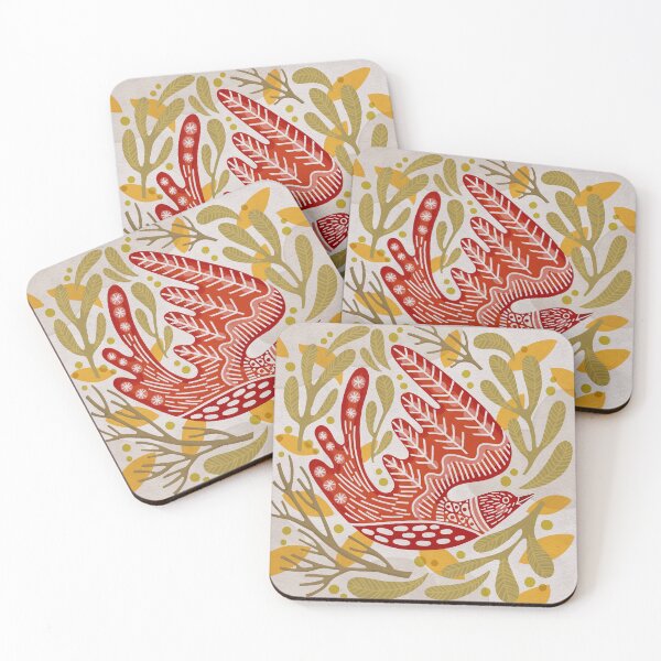 Item preview, Red Folk Bird in Flight designed and sold by cindytomczyklee.