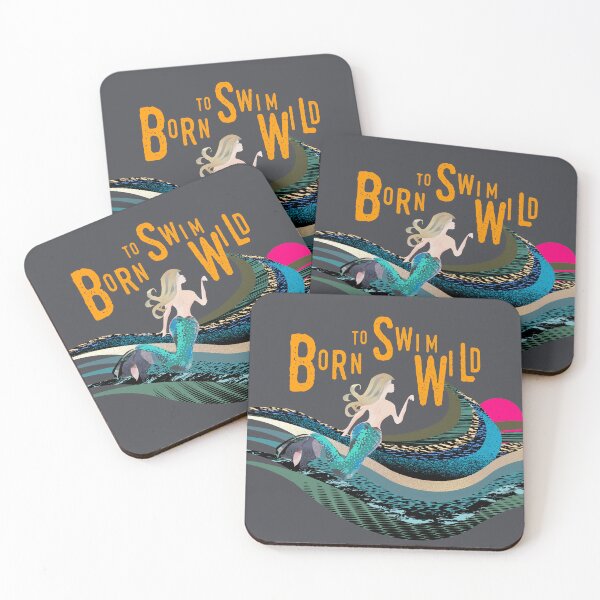 Item preview, Wild open water swimming, winter bathers.  Born to swim mermaid for swimmer lovers.  Caroline Laursen Original designed and sold by Caroline Laursen.