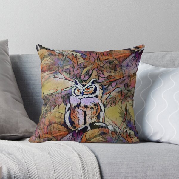 Pretty Pink Owl Camo Throw Pillow