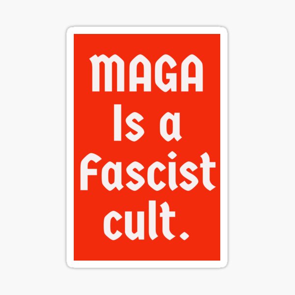 Vista previa del artículo con la obra «MAGA es una secta», diseñado y vendido por Rachel the Artist .
