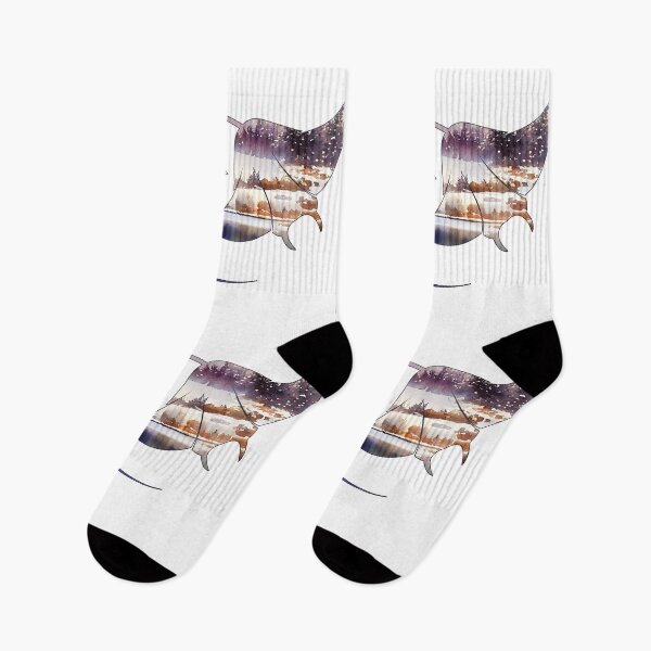 Item preview, Watercolor Winter Lake Manta Rays designed and sold by damonasplace.