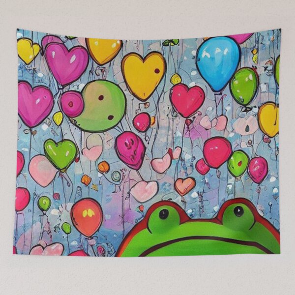 Item preview, Grumpy Frog with Multicolor Balloons designed and sold by MagicStrawberry.