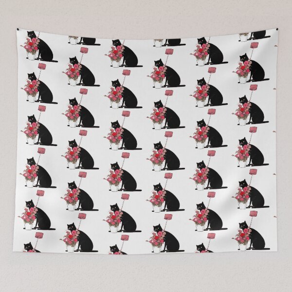 Item preview, black cat posing with her beautiful flowers designed and sold by Smartchitect.