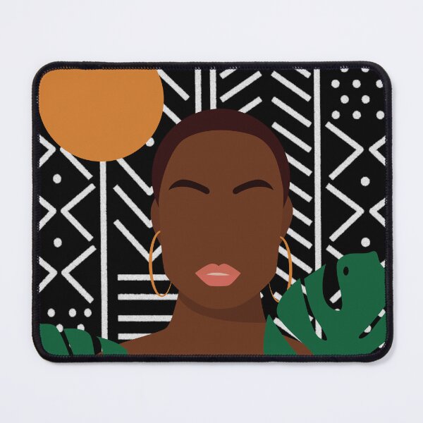 Item preview, Black Girl Short Fro Black Mudcloth Print Background designed and sold by lesovybze.
