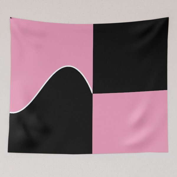 Item preview, PLAIN SOLID AMARANTH PINK AND BLACK TWO-TONE RETRO WAVE PATTERN designed and sold by ozcushions.