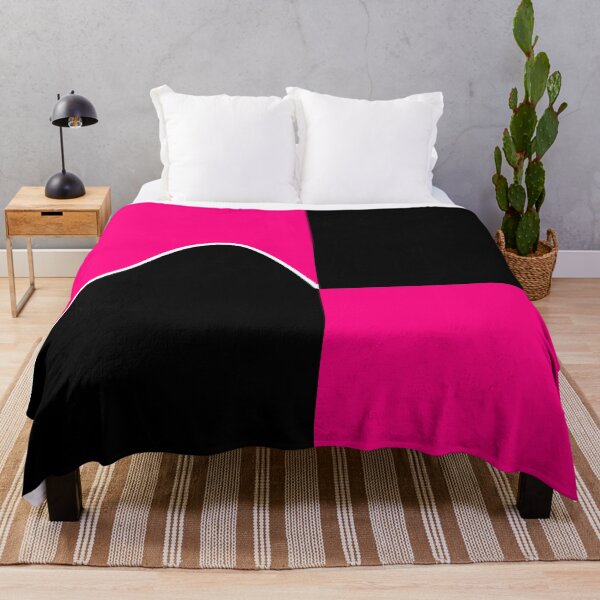 Item preview, PLAIN SOLID BRIGHT PINK AND BLACK TWO-TONE RETRO WAVE PATTERN designed and sold by ozcushions.