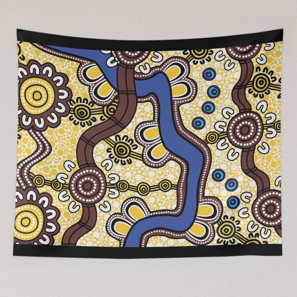 Item preview, Authentic Aboriginal Art - Gathering along Cabbage Tree Creek designed and sold by HogarthArts.