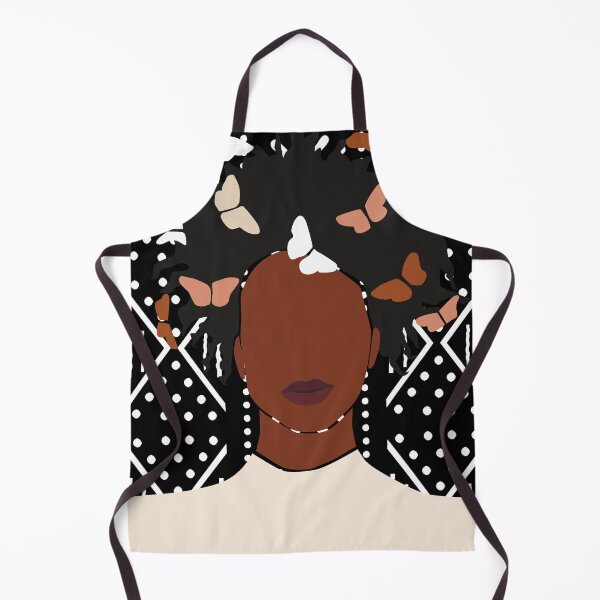Aperçu de l'œuvre Melanine Girl avec fro et papillons sur Mudcloth Print créée et vendue par lesovybze.