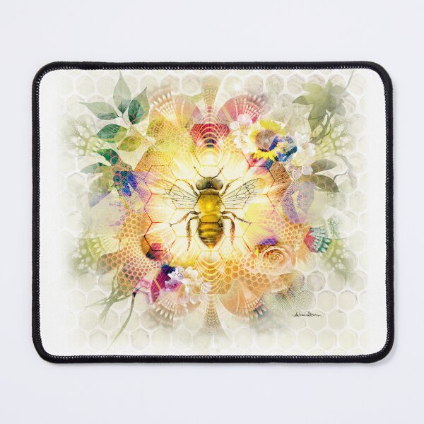 Item preview, Honeybee. Botanical honeycomb mandala queen bee golden organic digital art designed and sold by MisprintArt.