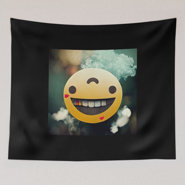Item preview, Happy stoned, smoking smiley laughing - AI Art designed and sold by Vocky5.