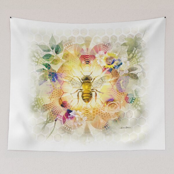 Item preview, Honeybee. Botanical honeycomb mandala queen bee golden organic digital art designed and sold by MisprintArt.