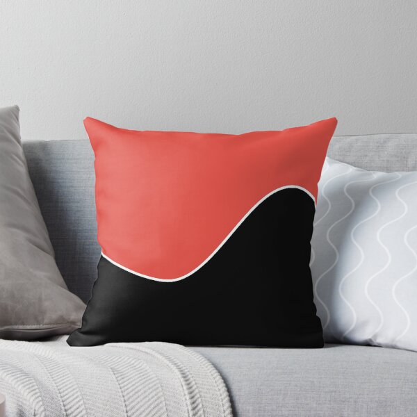 Item preview, PLAIN SOLID CARMINE PINK AND BLACK TWO-TONE RETRO WAVE PATTERN designed and sold by ozcushions.
