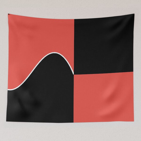 Item preview, PLAIN SOLID CARMINE PINK AND BLACK TWO-TONE RETRO WAVE PATTERN designed and sold by ozcushions.