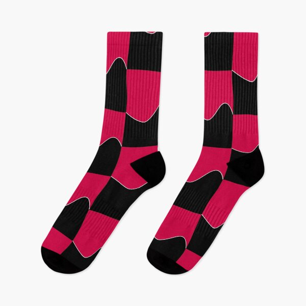 Item preview, PLAIN SOLID CARMINE PINK RED AND BLACK TWO-TONE RETRO WAVE PATTERN designed and sold by ozcushions.