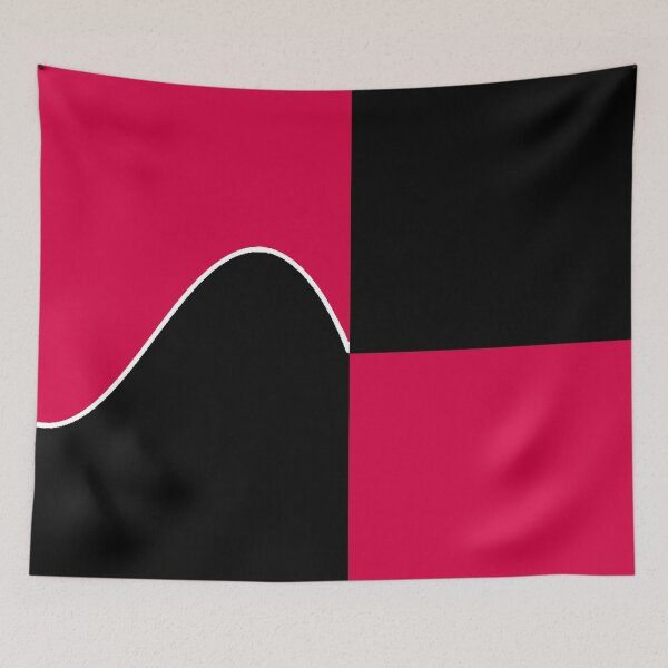 Item preview, PLAIN SOLID CARMINE PINK RED AND BLACK TWO-TONE RETRO WAVE PATTERN designed and sold by ozcushions.