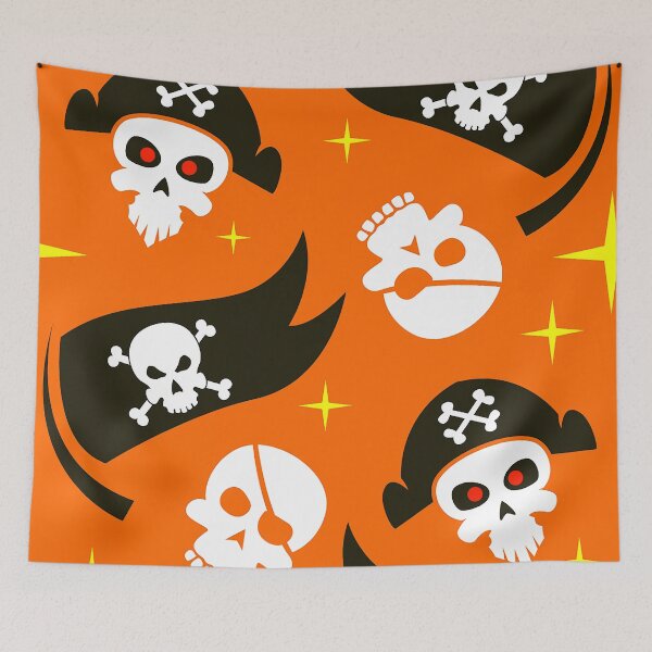 Item preview, Halloween Pirates and Skulls Orange And Black Pattern designed and sold by DEC02.