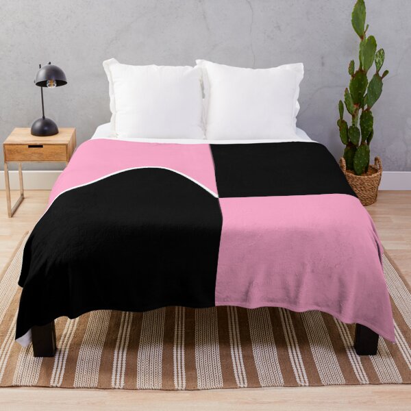 Item preview, PLAIN SOLID CARNATION PINK AND BLACK TWO-TONE RETRO WAVE PATTERN designed and sold by ozcushions.