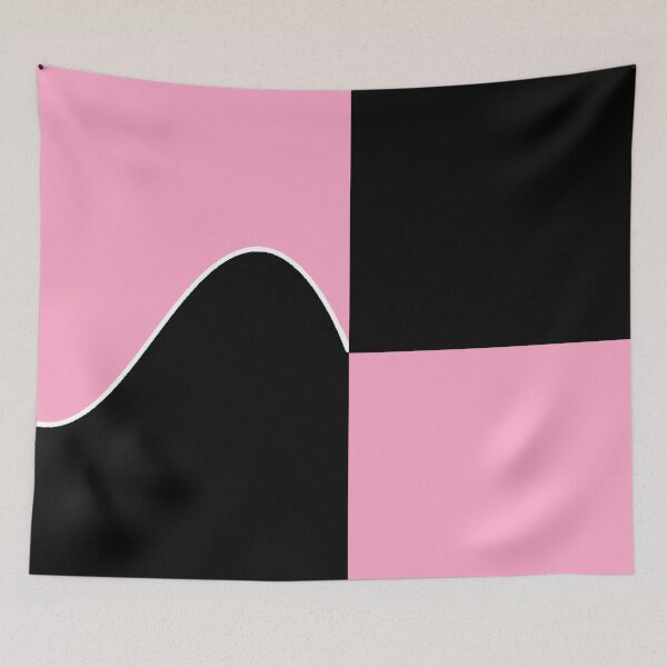 Item preview, PLAIN SOLID CARNATION PINK AND BLACK TWO-TONE RETRO WAVE PATTERN designed and sold by ozcushions.