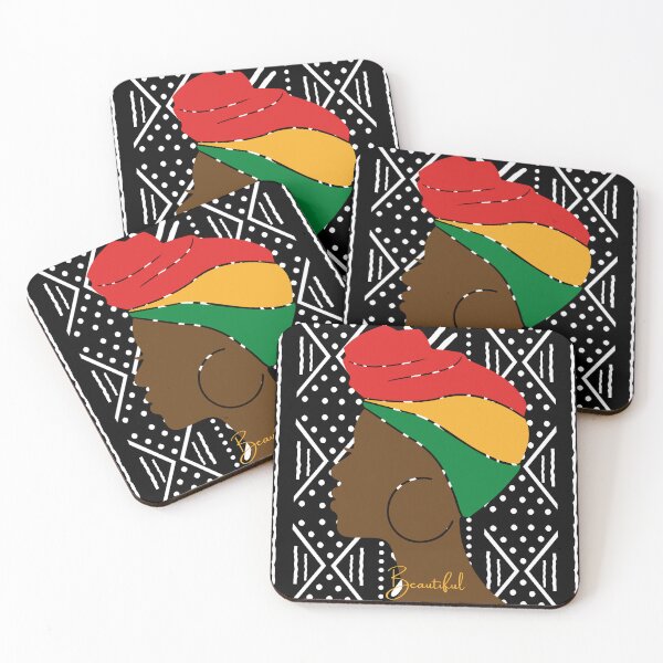Item preview, Rasta Colors Turban Girl on Mudcloth Print designed and sold by lesovybze.