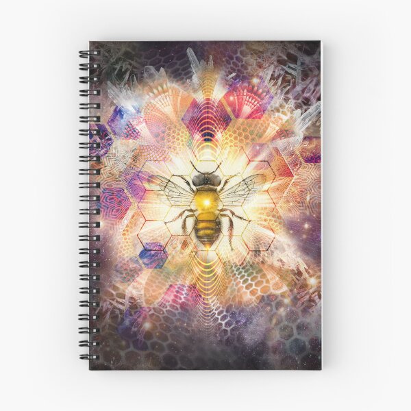 Item preview, Honeybee Cosmic crystal mandala quartz honeycomb queen bee golden geometric digital art designed and sold by MisprintArt.