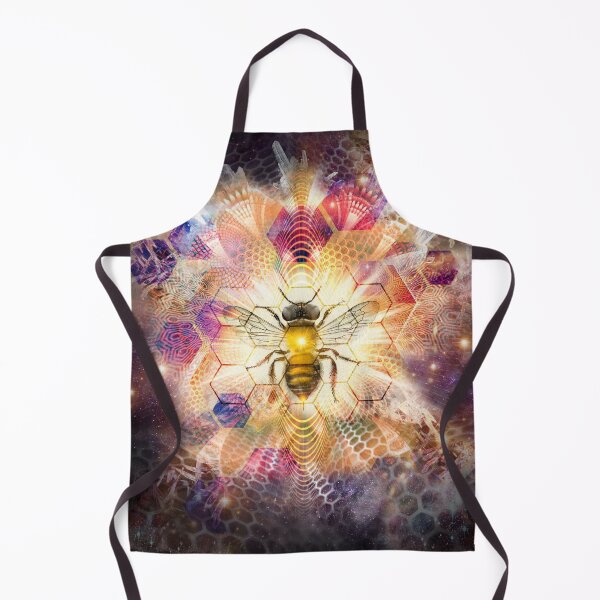 Item preview, Honeybee Cosmic crystal mandala quartz honeycomb queen bee golden geometric digital art designed and sold by MisprintArt.