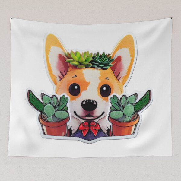 Item preview, Succulent Bow Corgi  designed and sold by Paint-of-Heart.
