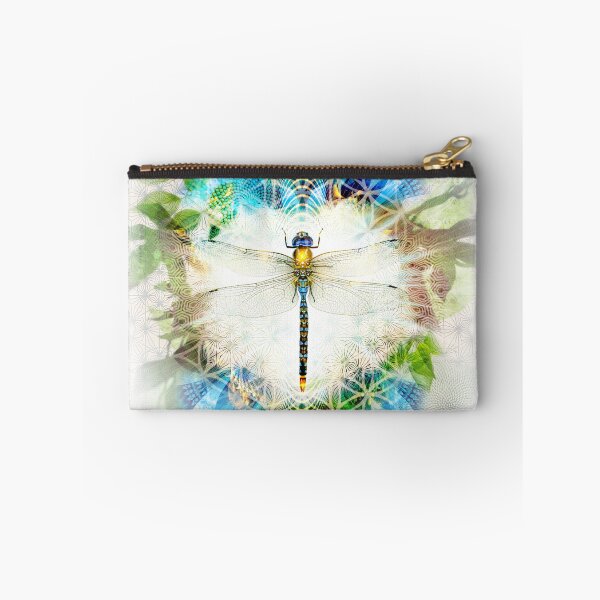 Item preview, Dragonfly bontanical leafy green geometric mandala sacred geometry designed and sold by MisprintArt.