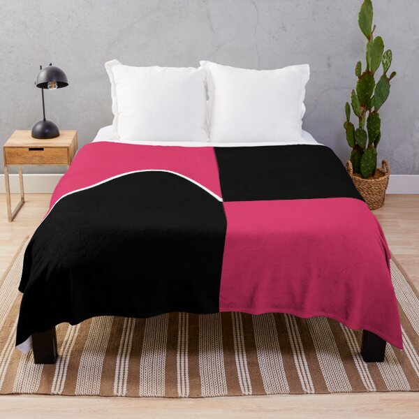Item preview, PLAIN SOLID CHERRY PINK AND BLACK TWO-TONE RETRO WAVE PATTERN designed and sold by ozcushions.
