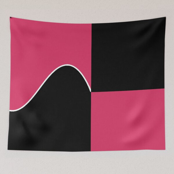 Item preview,  PLAIN SOLID CHERRY PINK AND BLACK TWO-TONE RETRO WAVE PATTERN designed and sold by ozcushions.