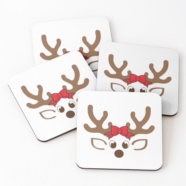 Item preview, Christmas Reindeer Face - Cute Happy Reindeer with Red Bow designed and sold by gjsart.