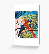Three Parrots Greeting Card