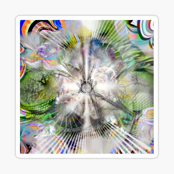 Amazonia Ayahuasca fractal jungle acid matrix mandala digital art journey Sticker