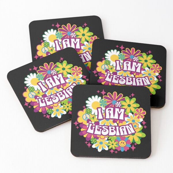 Artikelvorschau, Ich bin lesbisch in Retro-Hippie-Blumen entworfen und verkauft von Jumbled Mind.