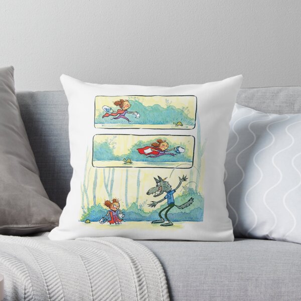 Little Red Writing Meets the Wolf Throw Pillow