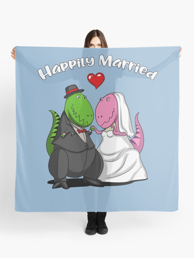 T Rex Dinosaurier Glucklich Verheiratet Lustige Hochzeit Tuch Von Underheaven Redbubble