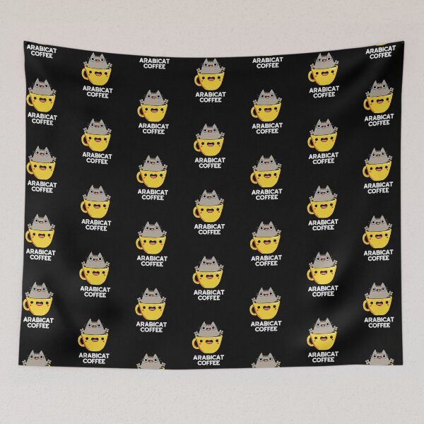 Item preview, Arabicat Coffee Funny Cat Puns (Dark BG) designed and sold by punnybone.