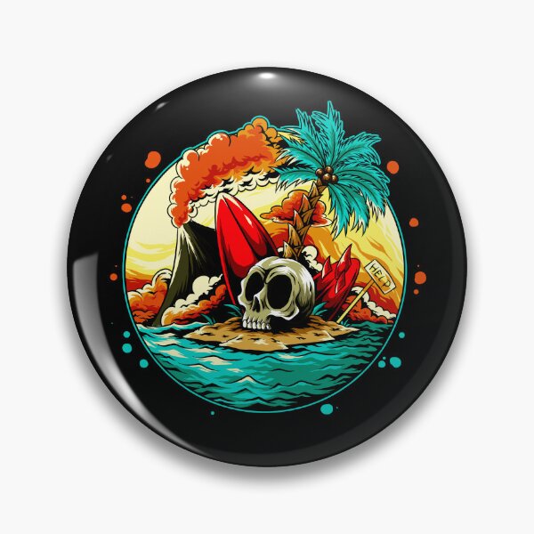 Item preview, summer-skull-head-beach-with-broken-surf-board designed and sold by Shuvra Gain.