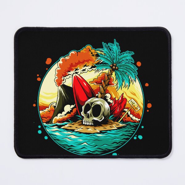Item preview, summer-skull-head-beach-with-broken-surf-board designed and sold by Shuvra Gain.