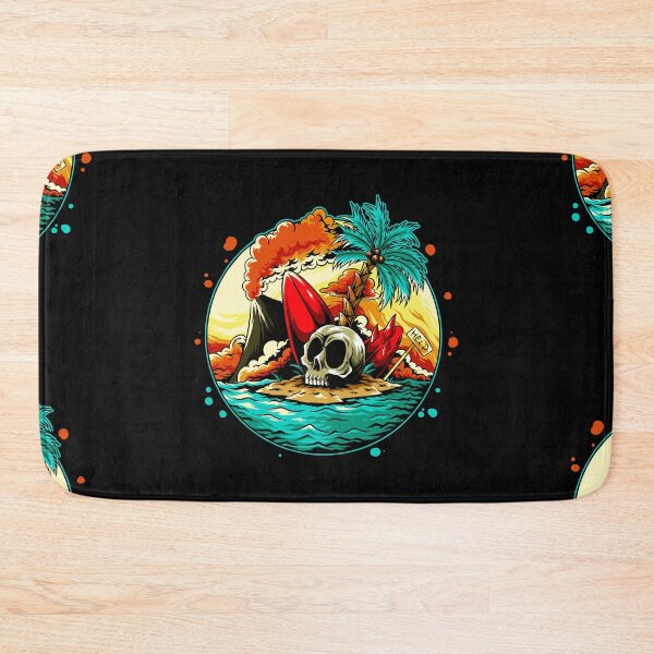 Item preview, summer-skull-head-beach-with-broken-surf-board designed and sold by Shuvra Gain.