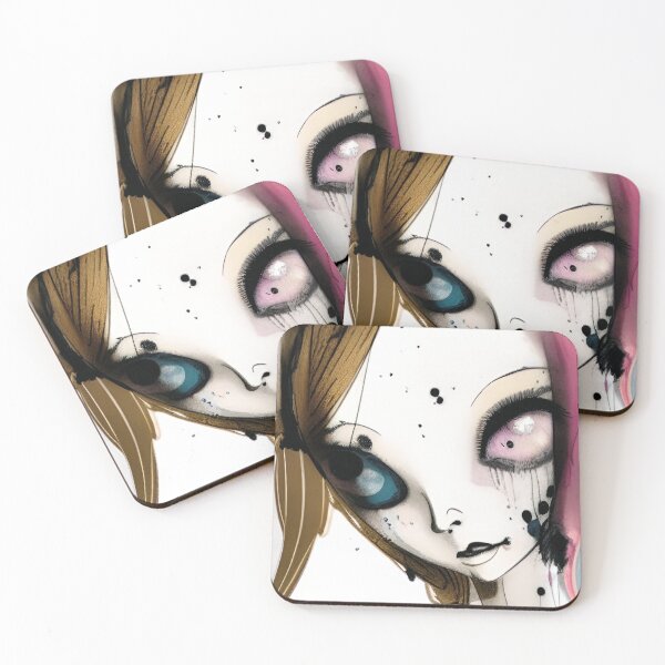 Item preview, Creepy Dolly Face Grunge Watercolor Art designed and sold by CreepyKaleidopi.