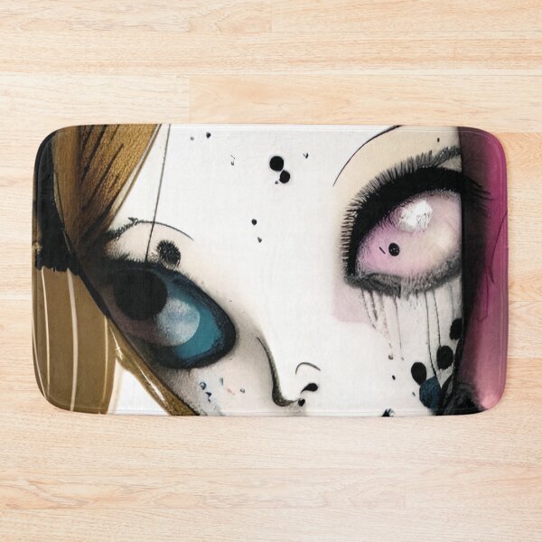 Item preview, Creepy Dolly Face Grunge Watercolor Art designed and sold by CreepyKaleidopi.