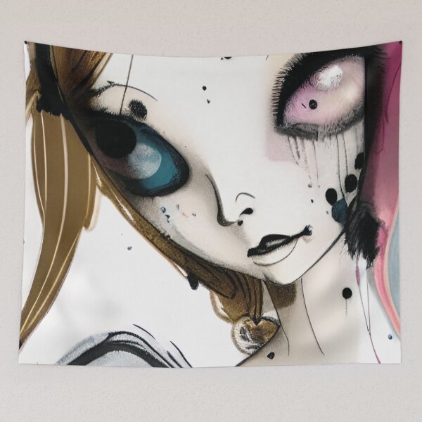 Item preview, Creepy Dolly Face Grunge Watercolor Art designed and sold by CreepyKaleidopi.