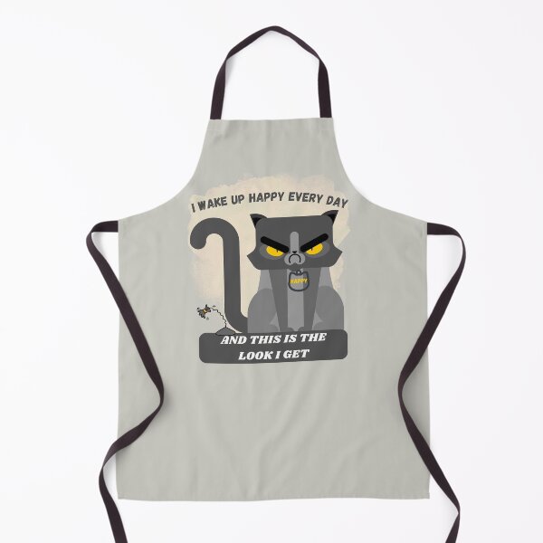 Item preview, I Wake Up Happy Everyday and This is the Look I Get Funny Gray Cat attitude design designed and sold by tranquilbeach.