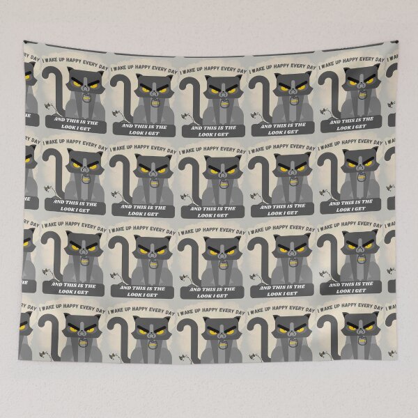 Item preview, I Wake Up Happy Everyday and This is the Look I Get Funny Gray Cat attitude design designed and sold by tranquilbeach.
